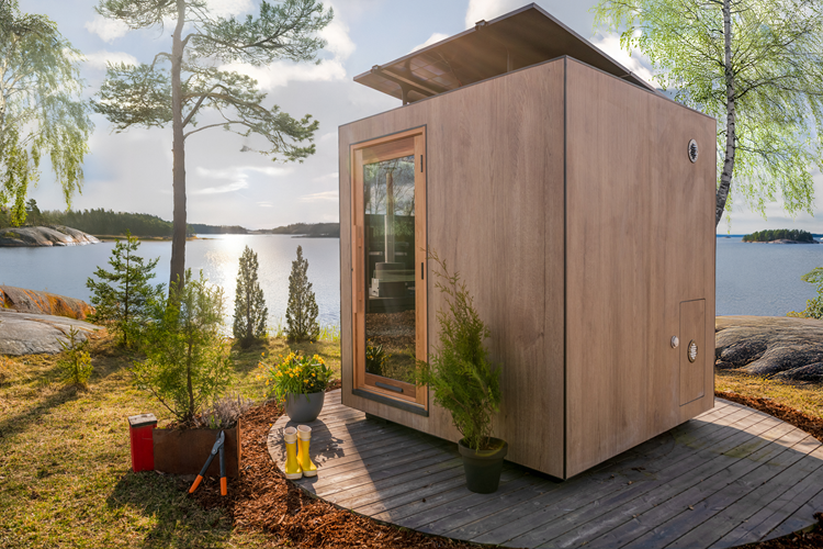 Kirami FinVision® -sauna Zero M - Su una piastrella dai toni marroni