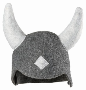 Kirami Tubhat Viking gray -  Wild Finnish Viking bathing hat with horns.